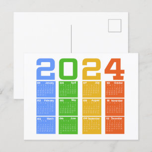 2024 Färgglad kalender Vykort