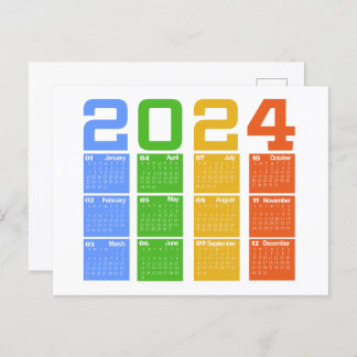 2024 Färgglad kalender Vykort