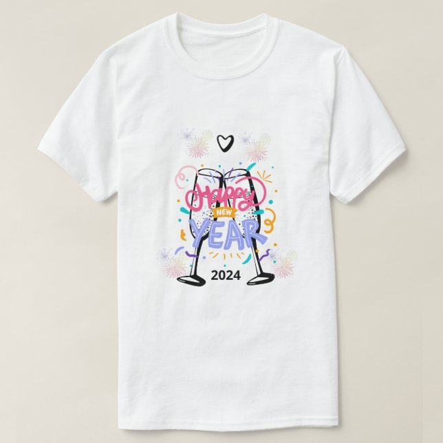 2024 Fireworks: A Dazzling Start. T Shirt (Design framsida)