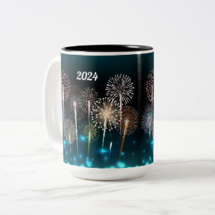 2024 Fireworks Gott nytt år Två-Tonad Mugg