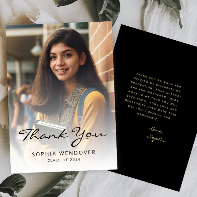 2024 Foto Classic Modern Black Guld Tack Kort (Skapare uppladdad)