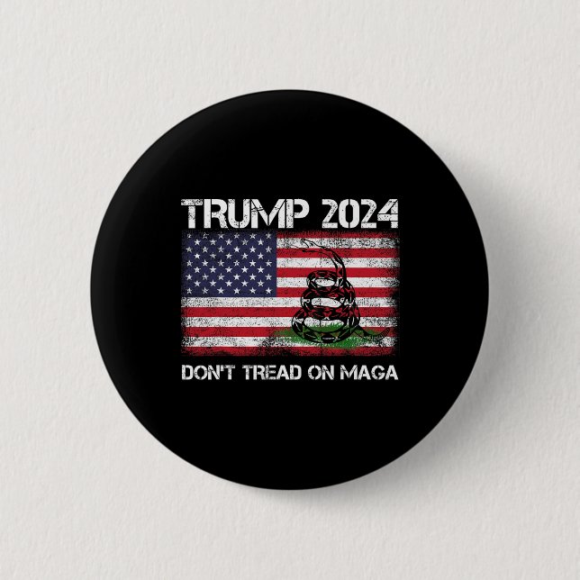 2024 Gå inte på Maga American US Flagga Snake Knapp (Framsida)