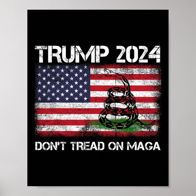 2024 Gå inte på Maga American US Flagga Snake Poster (Framsidan)