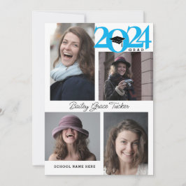 2024 GRAD Modern 5-foto Collage Blue Studenten Meddelande
