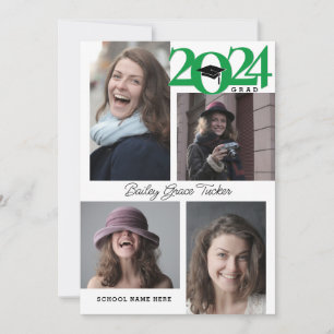 2024 GRAD Modern 5-foto Collage Grönt Studenten Meddelande