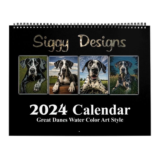 2024 Great dane Vatten Färg (Anpassadet) Kalender (Omslag)