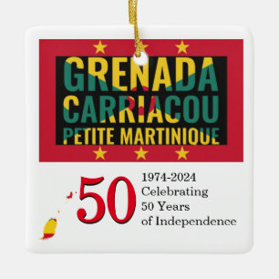 2024 GRENADA 50-årsjubileum Självständighet Julgransprydnad Keramik
