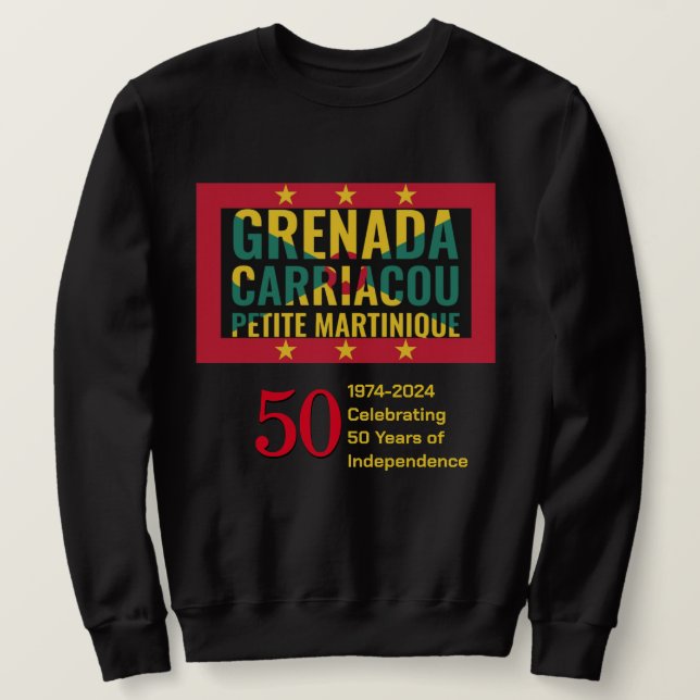 2024 GRENADA 50-årsjubileum Självständighet Lång Ärmad Tröja (Design framsida)