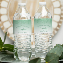 2024 Grönt Glitter-Studentfest Vattenflaskor Etikett