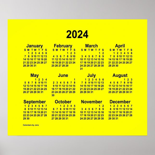 2024 Gul Kalender av Janz Print Poster (Framsidan)