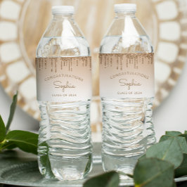2024 Guld Glitter-Studentfest Vattenflaskor Etikett