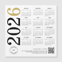 2024 Guld White Calendar Logotyp QR Code Business
