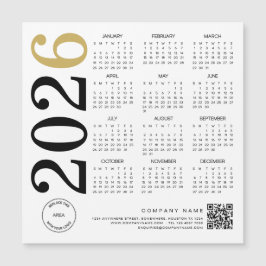2024 Guld White Calendar Logotyp QR Code Business