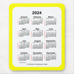 2024 Gult 2 ton 52 veckors kalender från Janz Musmatta