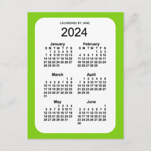 2024 Gult Grönt 6 Mini Calendar av Janz Vykort