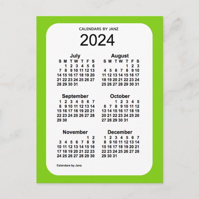 2024 Gult Grönt 6 Mini Calendar av Janz Vykort (Framsida)
