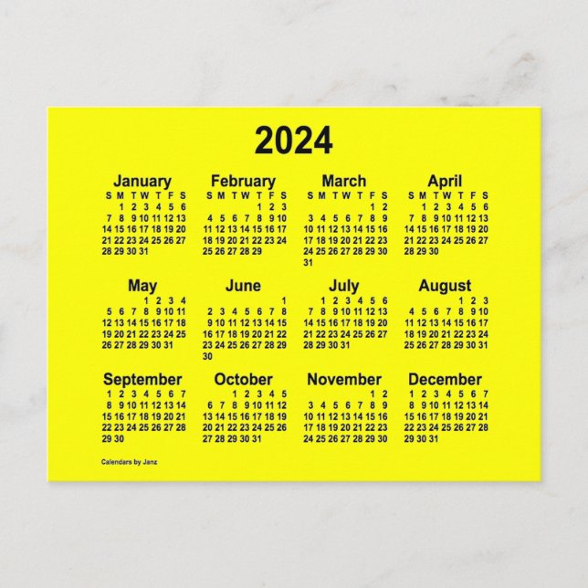 2024 Gult Mini Calendar av Janz Vykort (Framsida)