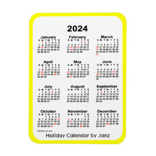 2024-Gultens Helgdag Kalender från Janz Magnet