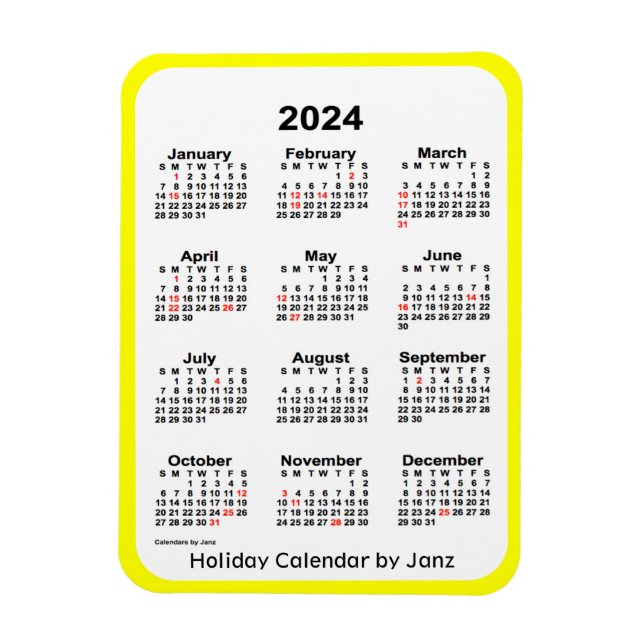 2024-Gultens Helgdag Kalender från Janz Magnet (Vertikal)
