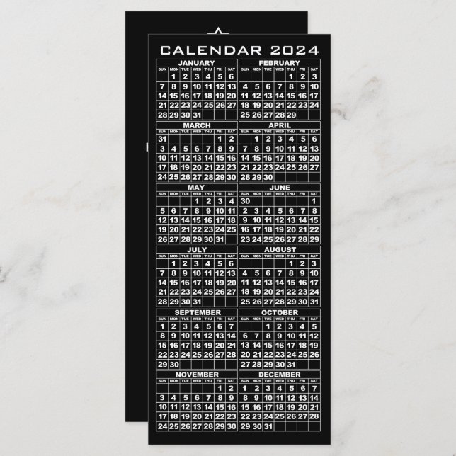 2024-Helgdagarnas rackkort för kalender, svart Trä (Fram/baksida)