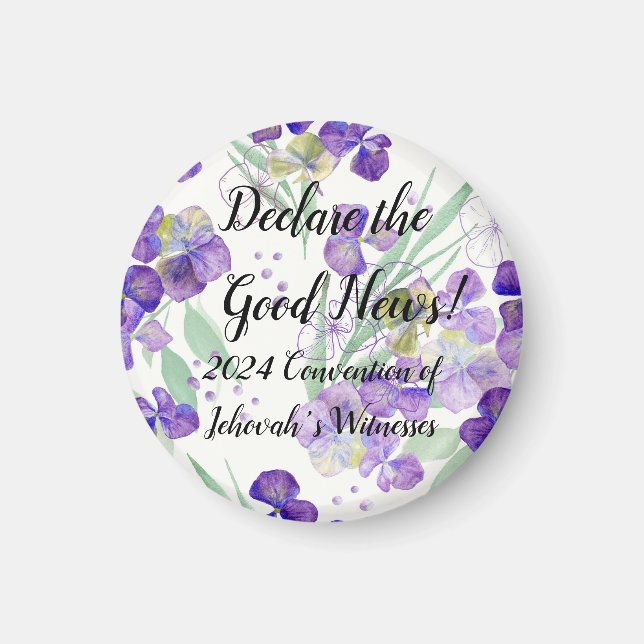 2024 JW Convention Hydrangea petals customizable Magnet (Framsidan)