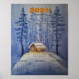 2024 kalender akvarell poster