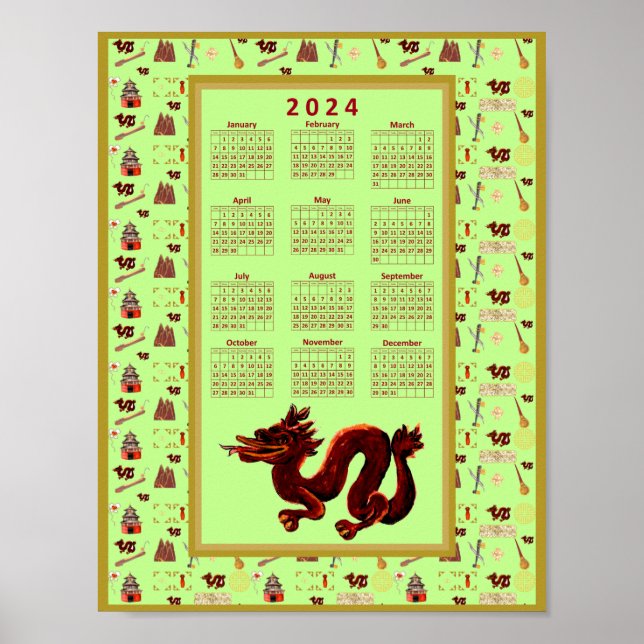 2024 Kalender Året för Drakens Musiklycka Poster (Framsidan)