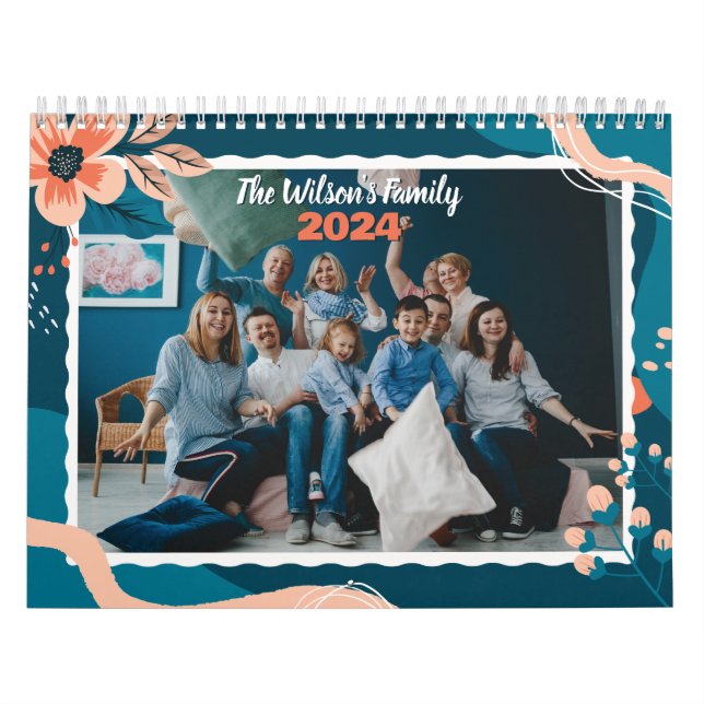 2024 Kalender Blommig Anpassad Familjefoto (Omslag)