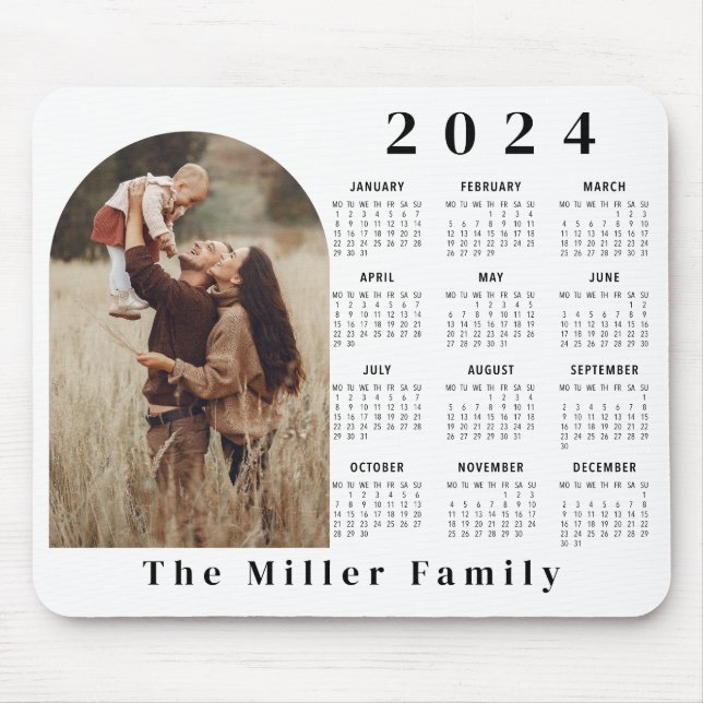 2024 Kalender boho modern 1 fotosvart vit Musmatta (Framsidan)