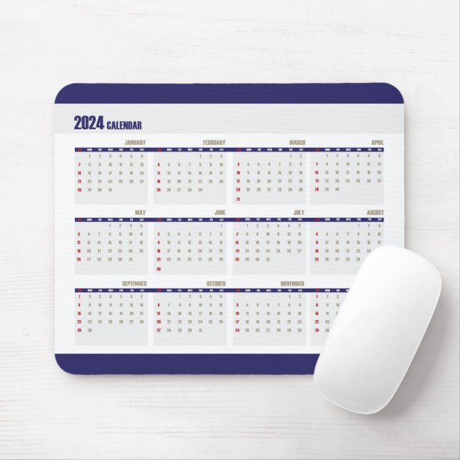 2024 Kalender Enkelt Corporate Blue Mousepad Musmatta (Med mus)