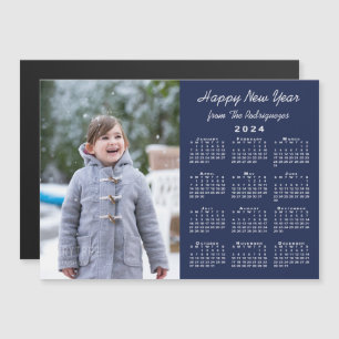 2024 Kalender Foto Gott nytt år Navy Magnet