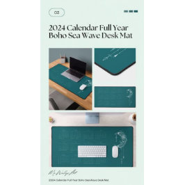 2024 Kalender Fullt år Boho Dusty Ro Desk Mat