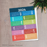 2024 Kalender - fullt - färgstarka månader i funky Vykort<br><div class="desc">En modern abstrakt, en funky 12-månaders kalender med färgfulla kilar och en roligt design. Kalendern är en icke-traditionell utformning med staplade månader på färg-block. En mycket användbar och nödvändig punkt för användan på kontoret eller i hemmet. Ett färglöst och öga-infångande utseende för ditt hem, kontor eller väntrum. Detta visar en...</div>