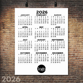 2024 Kalender - Grundläggande Svart Vitt Minimal Poster