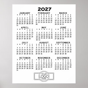 2024 Kalender - Grundläggande Svart Vitt Minimal Poster