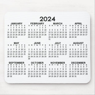 2024 Kalender - klassiskt svartvitt enkelt Musmatta