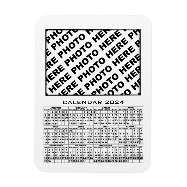 2024 Kalender - lägg till 1 foton Magnet White (Vertikal)