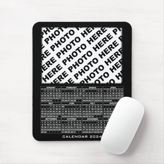 2024 Kalender Lägg till 1 Vågrät Foton Mousepad Musmatta (Med mus)