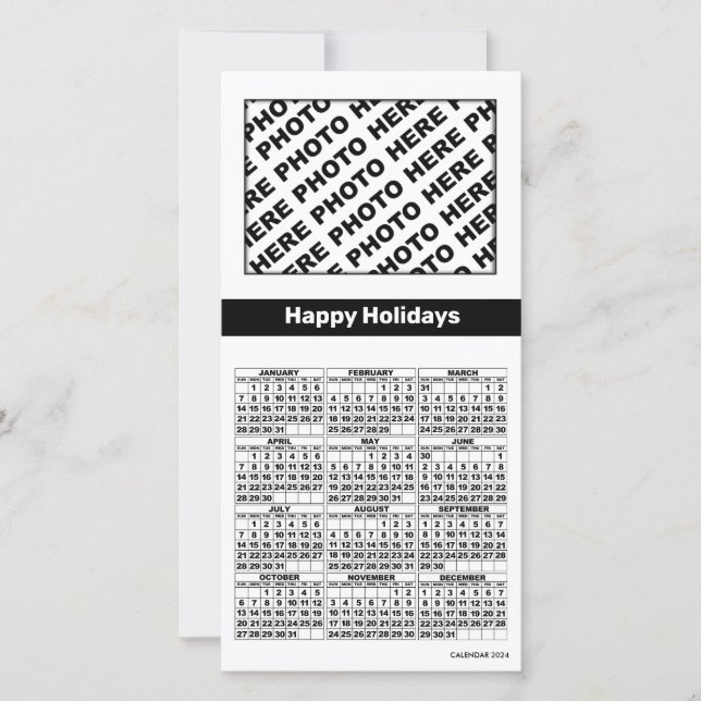 2024 Kalender - lägg till 4 fotokort - enkelt svar Julkort (Framsida)