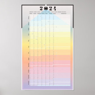 2024 Kalender - Måne-planeringens Poster