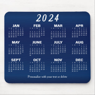 2024 Kalender - marinblå design Musmatta