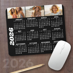 2024 Kalender med 3 fotokollage - svart Musmatta