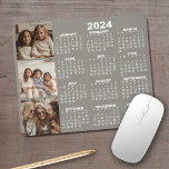 2024 Kalender med 3 fotokollage - taupe Musmatta<br><div class="desc">En 3-fotokollage med en 2024-kalender. En roligt för nyår. Lägg till tre kvadratfoton i den här designen.</div>
