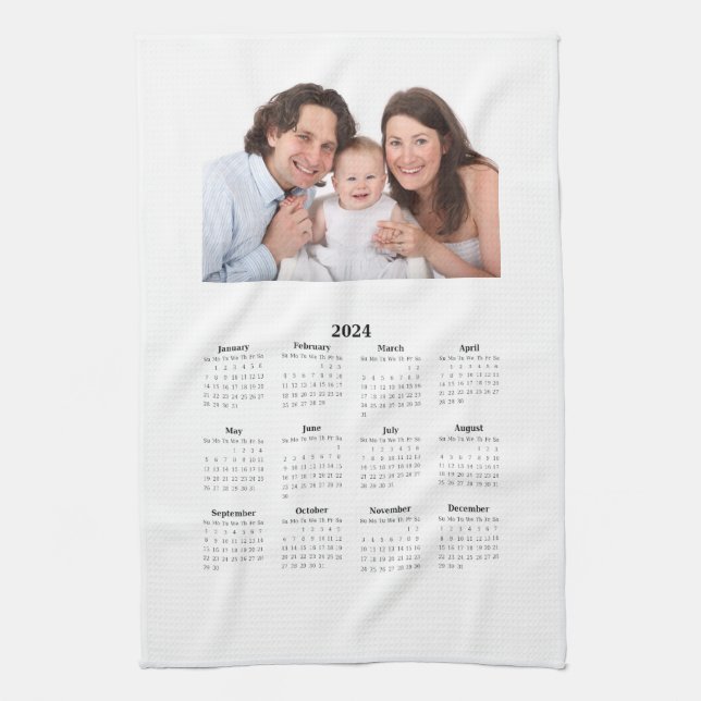 2024 Kalender med Anpassningsbar Foto Kökshandduk (Vertikal)