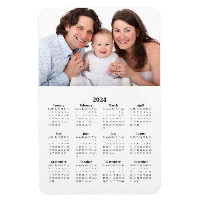 2024 Kalender med Anpassningsbar Photo Magnet (Vertikal)