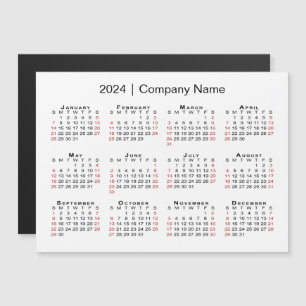 2024 Kalender med Business Namn White Magnet