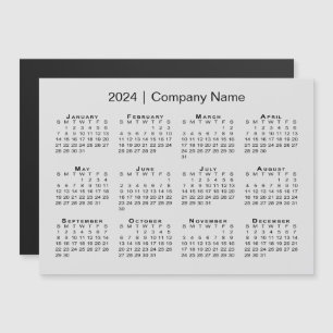 2024 Kalender med företaget Namn Grått Magnet