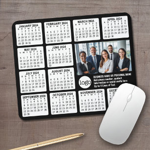 2024 Kalender med logotyp, foto och text - svart Musmatta