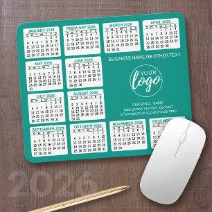 2024 Kalender med logotyp, kontaktinformation blå Musmatta