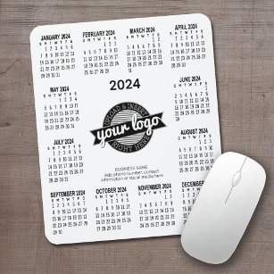 2024 Kalender med logotyp, kontaktinformationsvit Musmatta